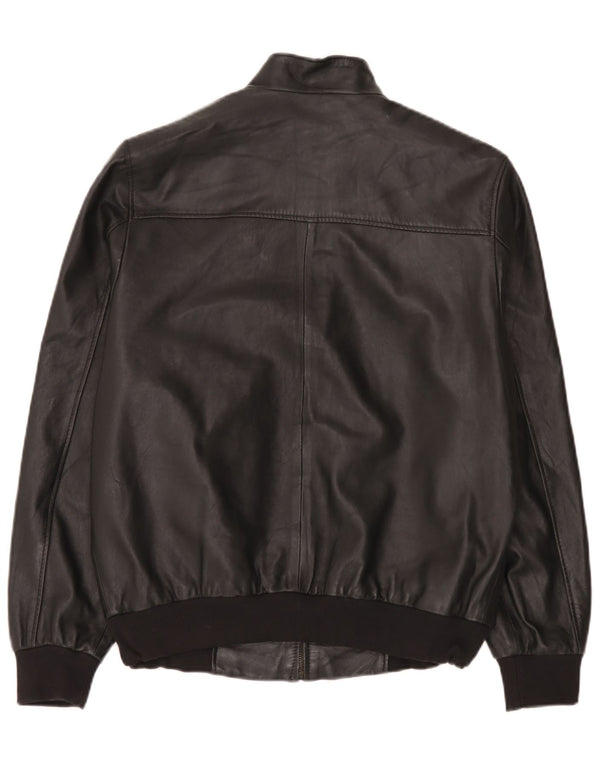 Jaqueta de couro masculina vintage UK 44 2XL preta