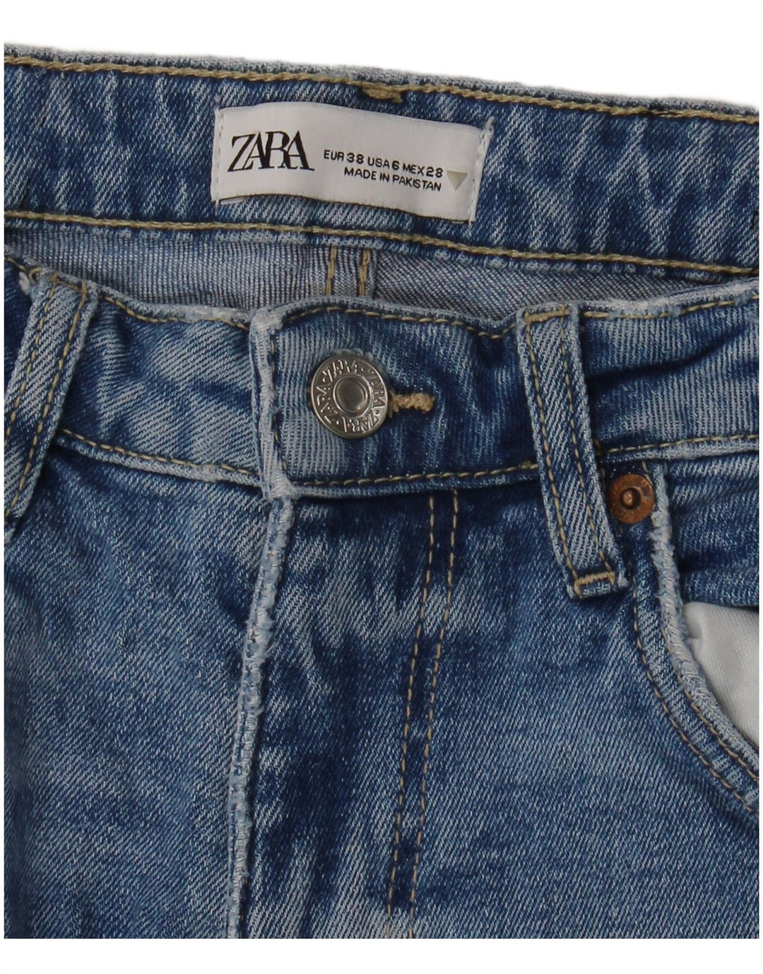 Calça jeans feminina Zara EU 38 pequena W28 L25 azul
