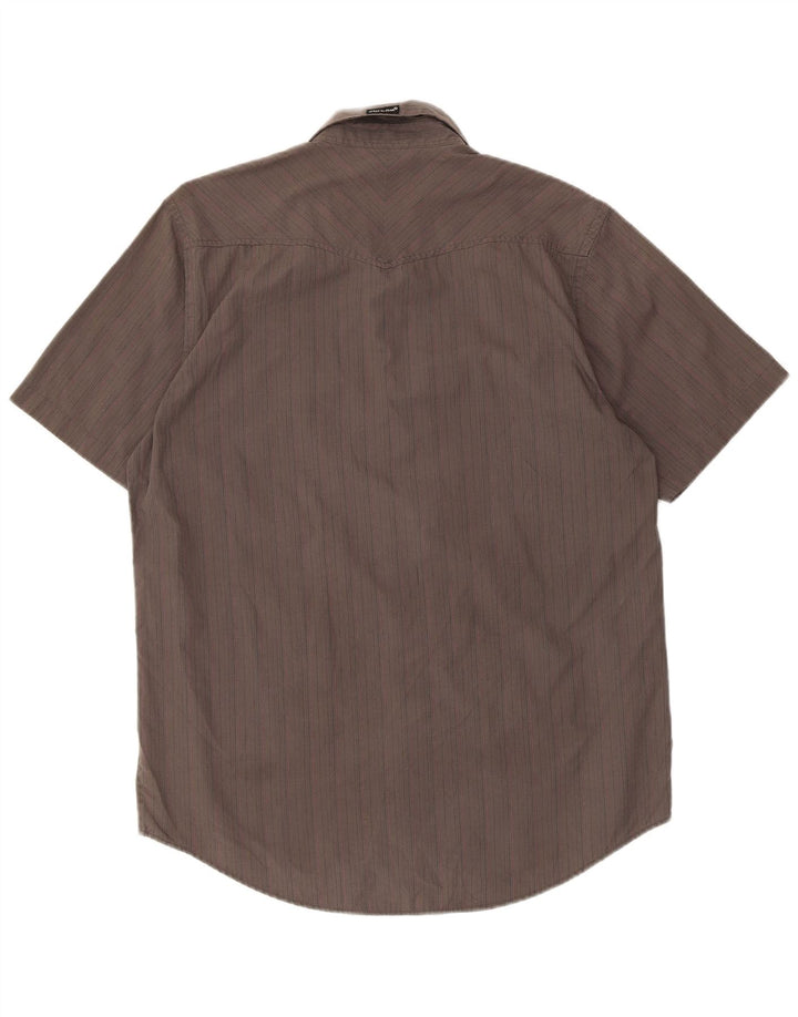 Camisa masculina de manga curta Volcom grande algodão listrado cinza