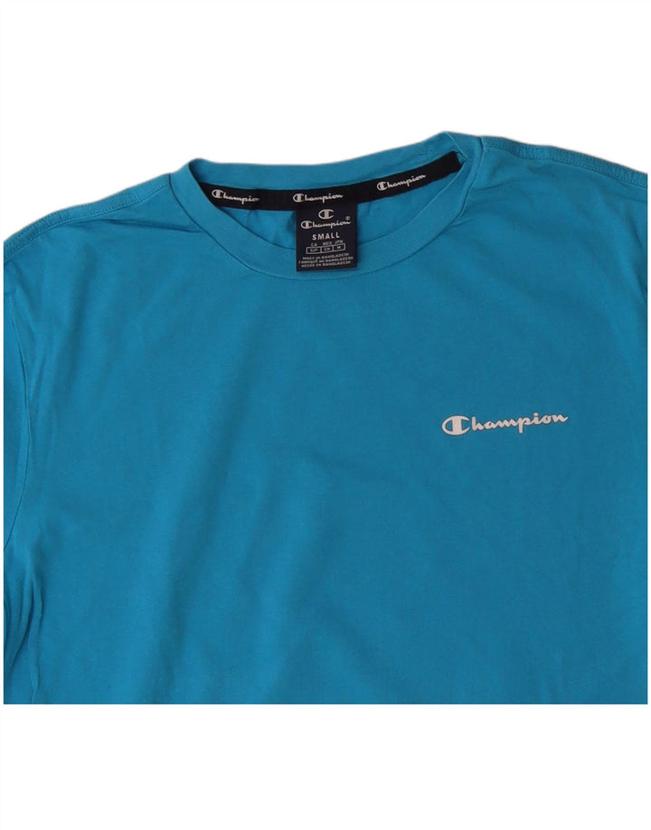 Camiseta masculina Champion pequena azul algodão