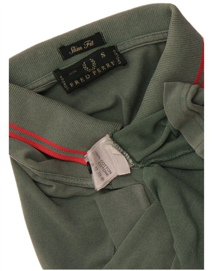 FRED PERRY Camisa polo masculina slim fit pequena de algodão verde