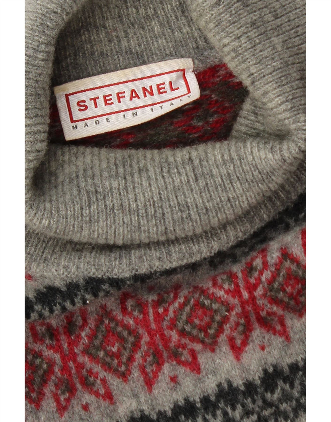 Suéter masculino Stefanel com gola redonda XL cinza Fair Isle