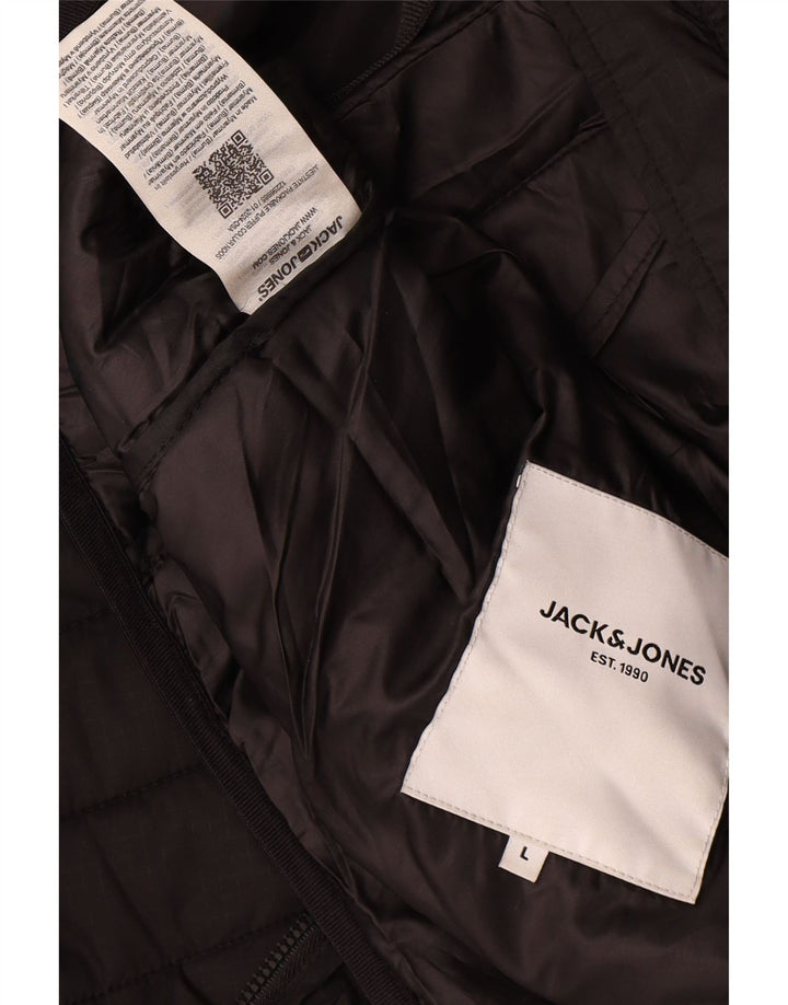 Jaqueta acolchoada masculina Jack & Jones UK 40 grande poliéster preto