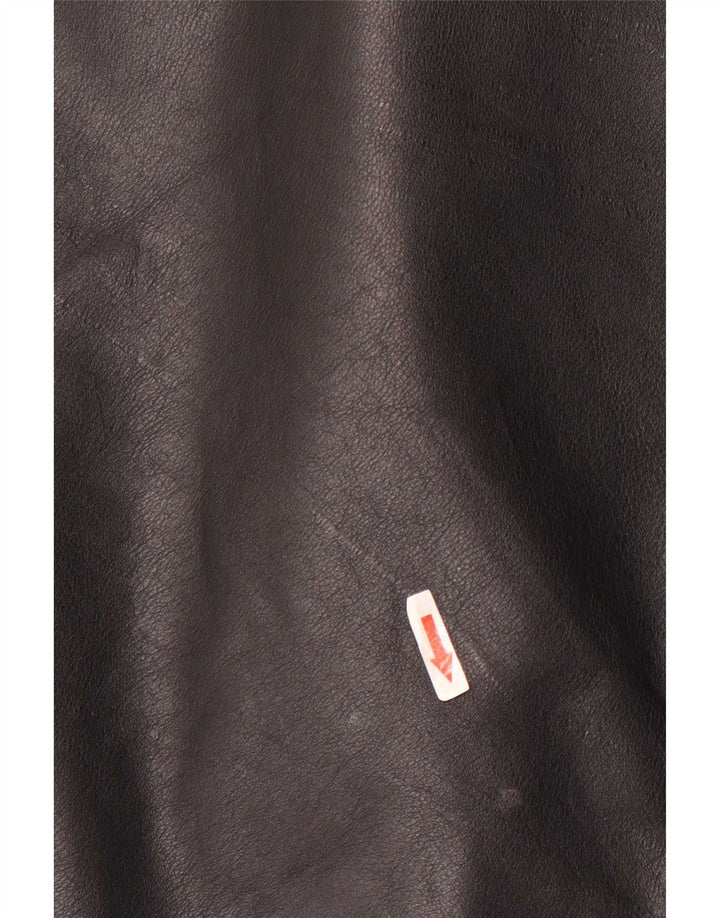 Jaqueta de couro militar masculina vintage IT 56 3XL couro preto