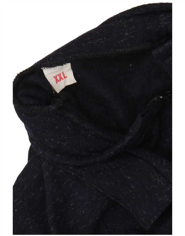 Suéter feminino VINTAGE com gola e zíper UK 20 2XL algodão manchado azul marinho