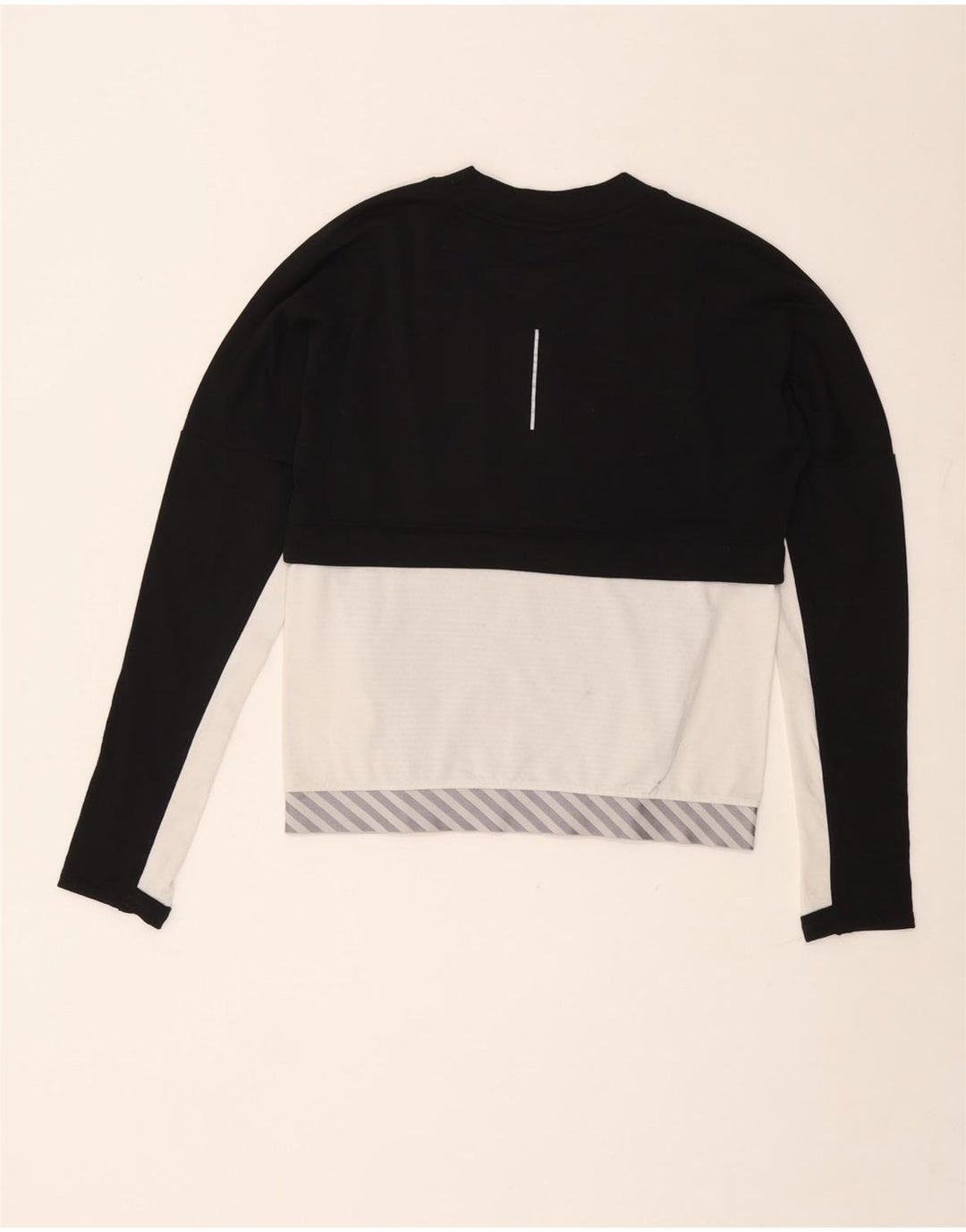Top de corrida feminino Nike manga comprida UK 6 XS preto colorblock poliéster