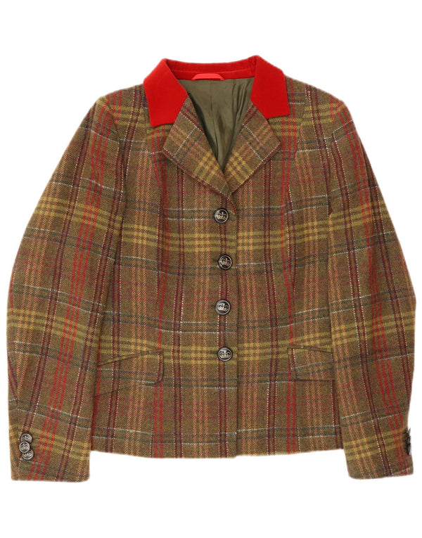 Jaqueta blazer feminina vintage com 4 botões UE 48 2XL xadrez multicolorida clássica
