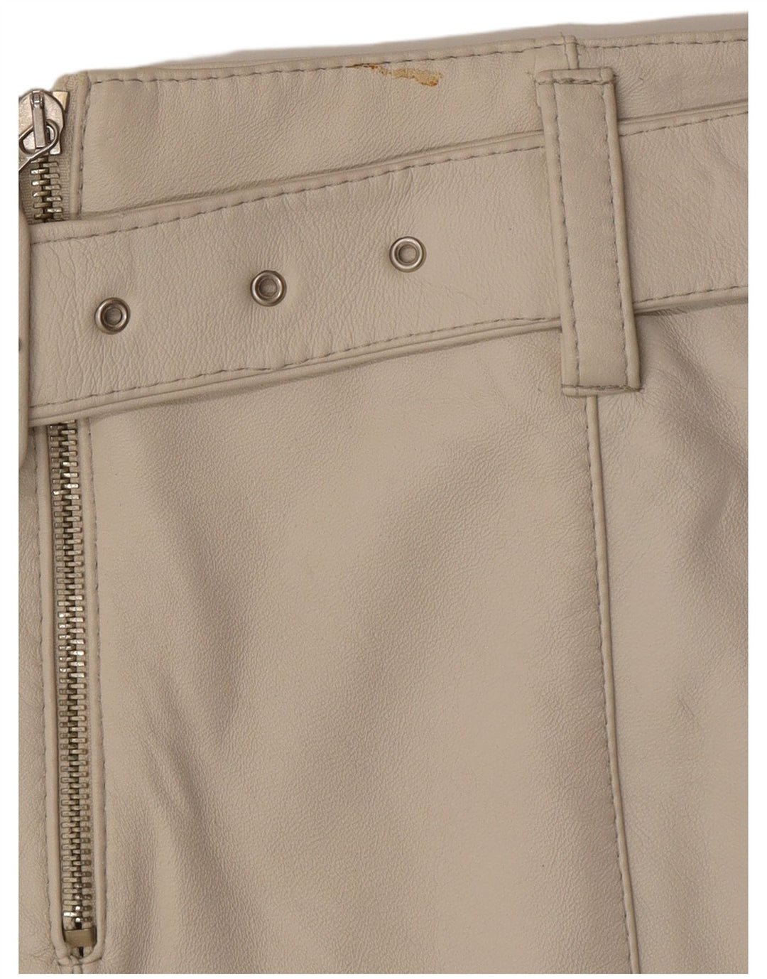 Saia feminina de couro VINTAGE IT 44 médio W28 couro cinza