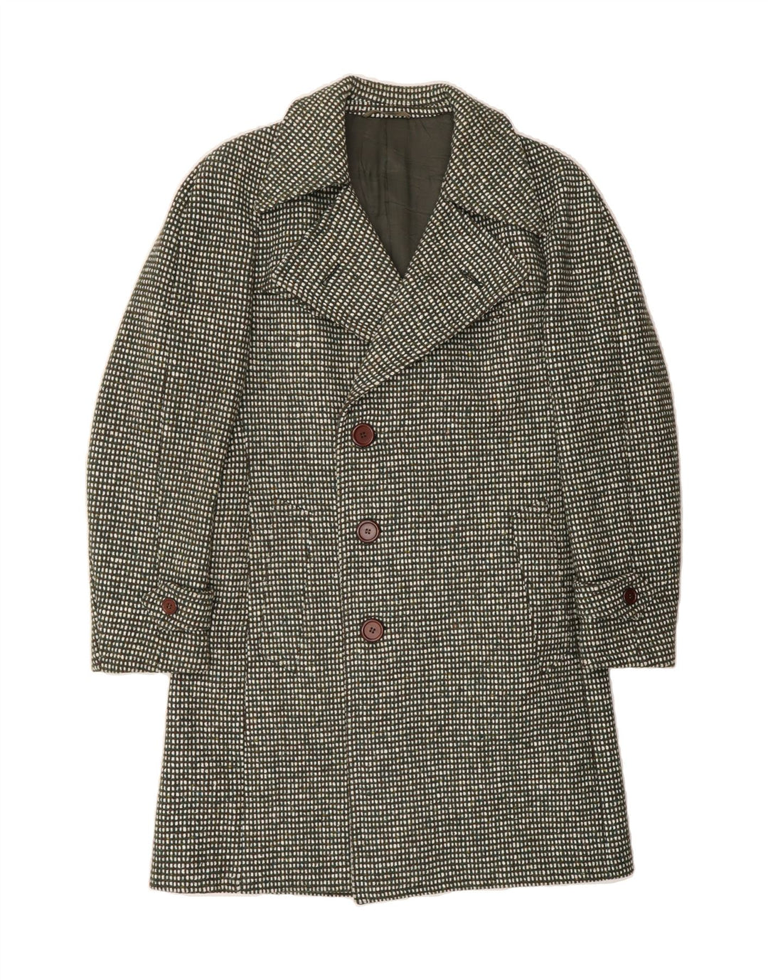 FACIS Mens Overcoat UK 38 Medium Khaki Check Vintage Facis and Second-Hand Facis from Messina Hembry 