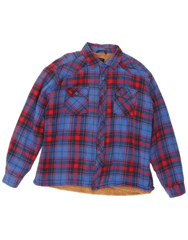 Camisa masculina de flanela Sherpa Watsons XL azul xadrez de algodão