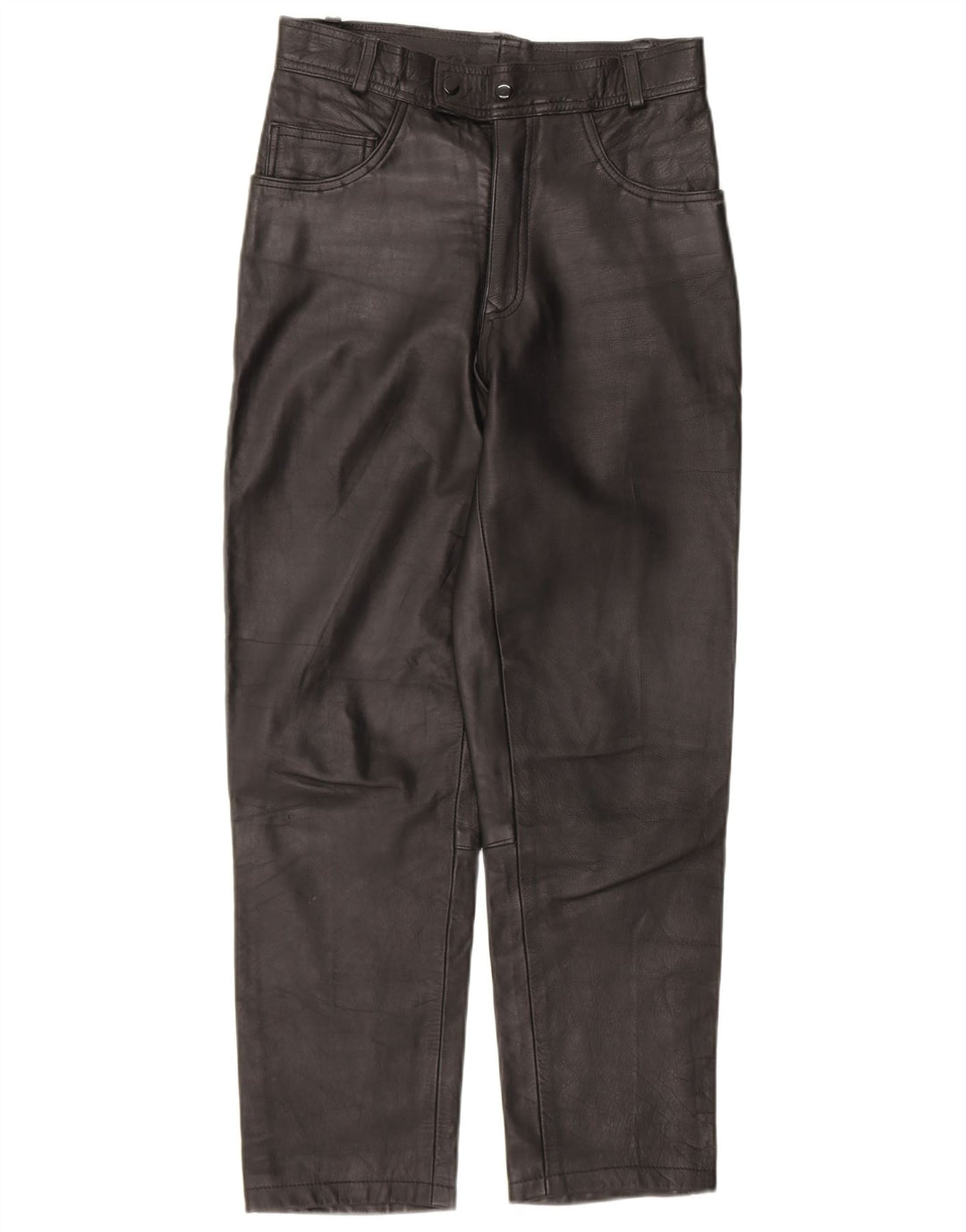 Calça feminina de couro cônico VINTAGE W30 L28 preta
