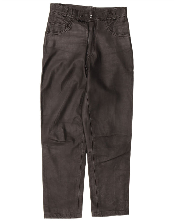 Calça feminina de couro cônico VINTAGE W30 L28 preta