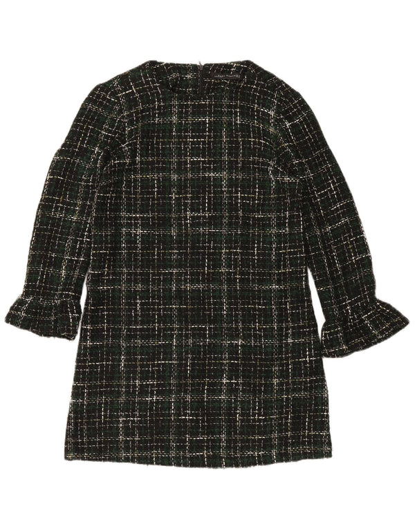 Vestido feminino de manga comprida Zara Reino Unido 14 acrílico xadrez verde médio