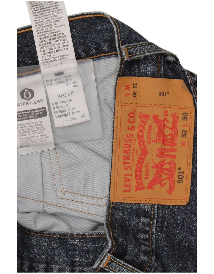 LEVI'S Masculino 501 Straight Jeans W32 L30 Azul Algodão