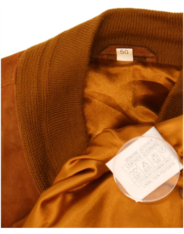 Jaqueta bomber masculina vintage de camurça IT 50 grande marrom