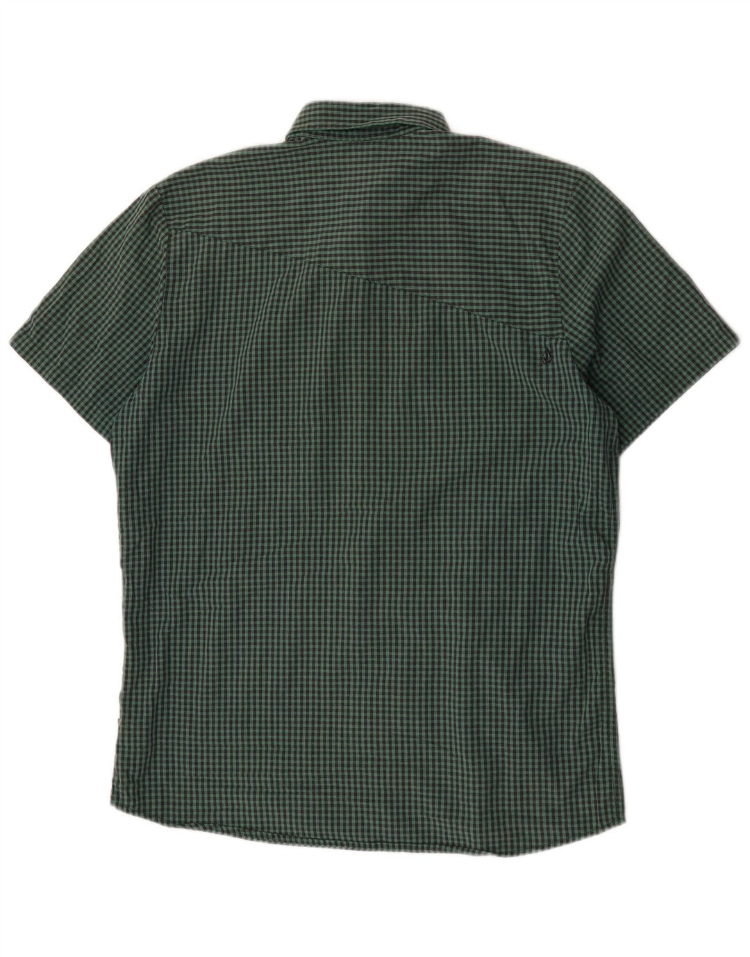 Camisa masculina de manga curta de ajuste moderno Volcom grande algodão verde guingão