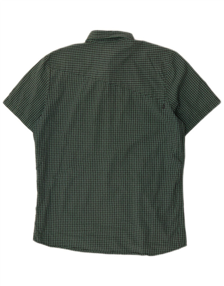 Camisa masculina de manga curta de ajuste moderno Volcom grande algodão verde guingão