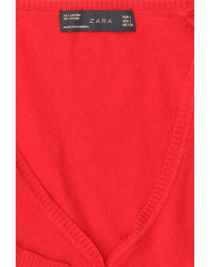 Suéter cardigã feminino Zara Reino Unido 14 grande vermelho