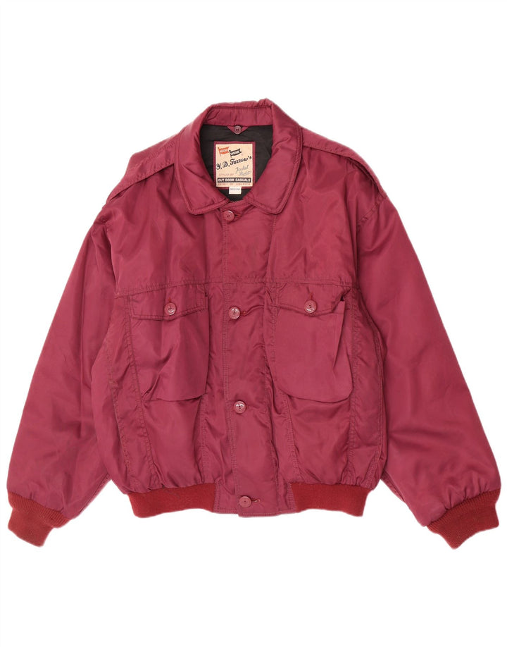 Jaqueta bomber acolchoada masculina vintage Reino Unido 38 médio Borgonha Nylon