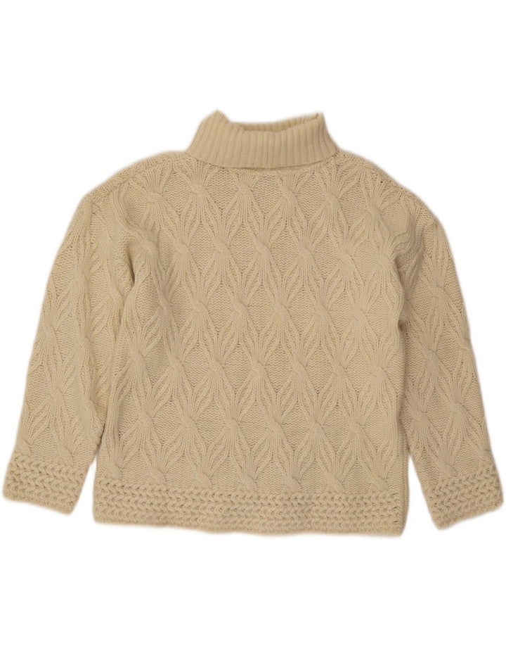 Suéter feminino vintage com gola redonda e gola redonda Reino Unido 14 lã branca média