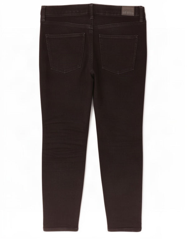 Calça jeans skinny feminina American Eagle US 10 grande W32 L26 algodão preto