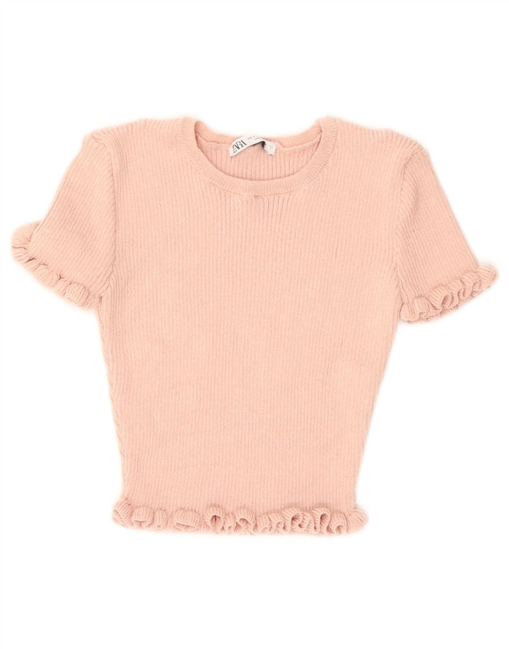 Blusa feminina Zara Top UK 10 pequeno poliéster rosa