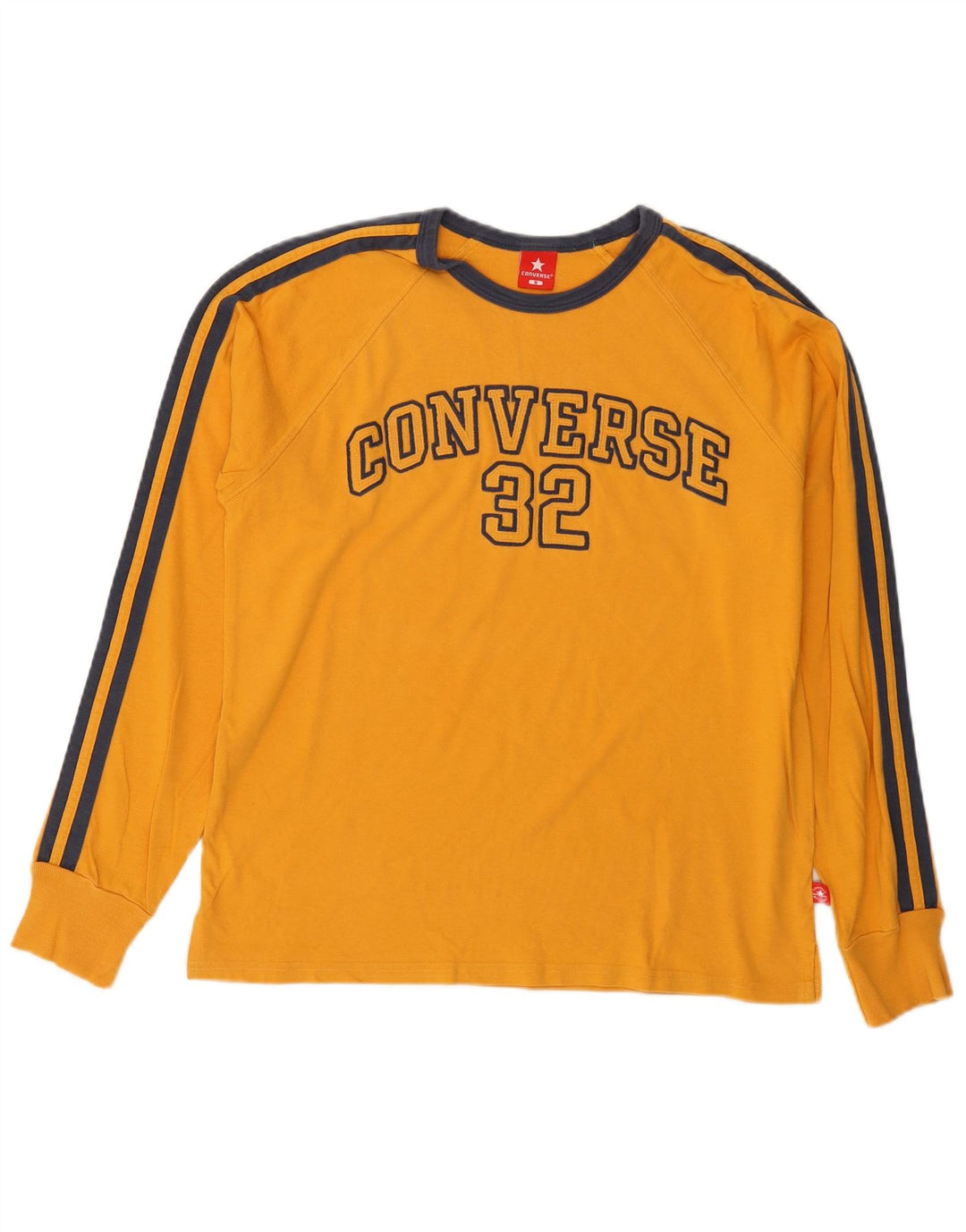 Converse Mens Graphic Top Manga Longa Pequeno Algodão Amarelo