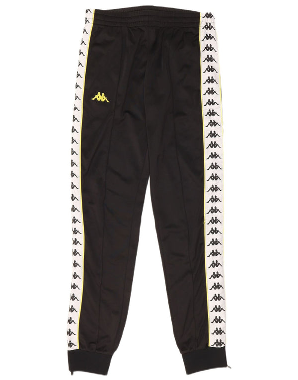 Calça de treino masculina Kappa com estampa gráfica e joggers pequeno bloco colorido preto