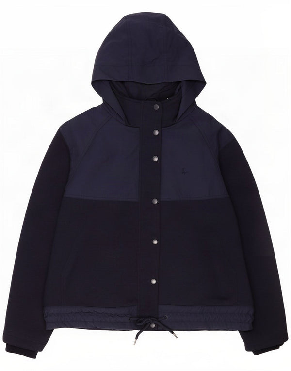 Jaqueta bomber feminina com capuz Jack Wills Reino Unido 14 grande bloco colorido azul marinho