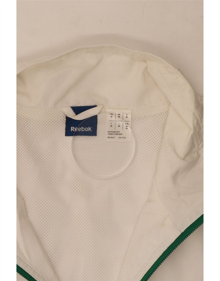 Reebok Womens Tracksuit Top Jacket UK 14 Médio Branco Poliéster