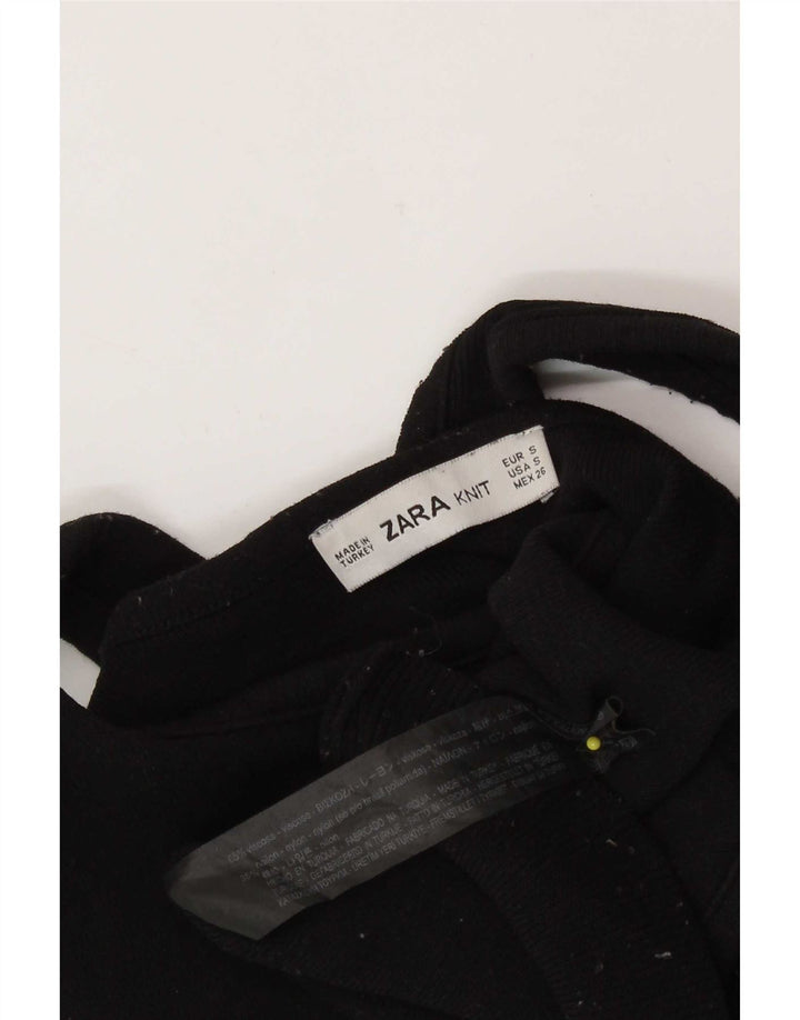 Zara Womens Crop Top UK 8 Pequeno Preto Viscose