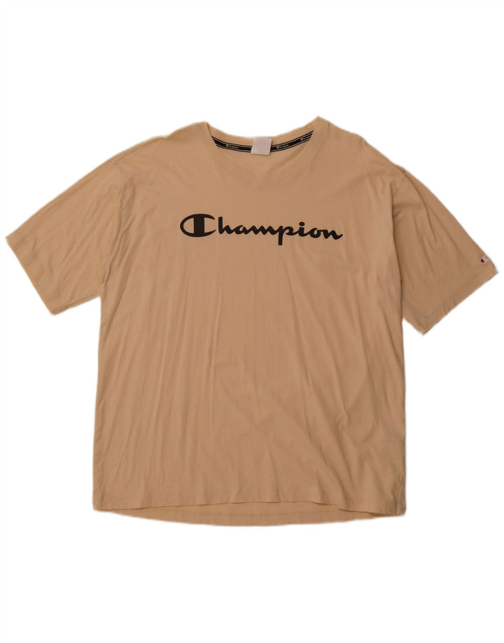 Camiseta feminina com estampa CHAMPION UK 20 2XL algodão bege