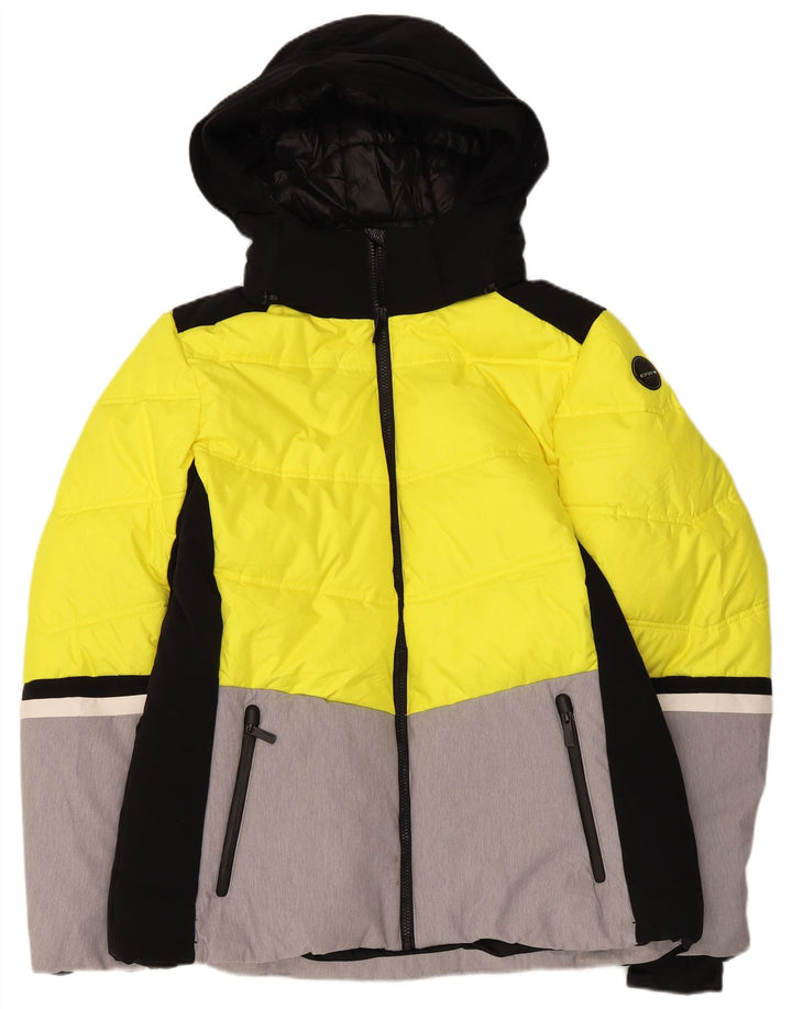 Jaqueta masculina acolchoada com capuz Icepeak UK 38 bloco colorido amarelo médio