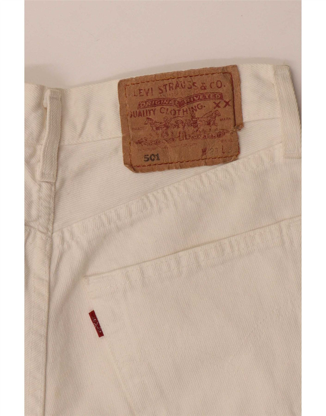 Shorts jeans feminino Levi's 501 W27 pequeno branco