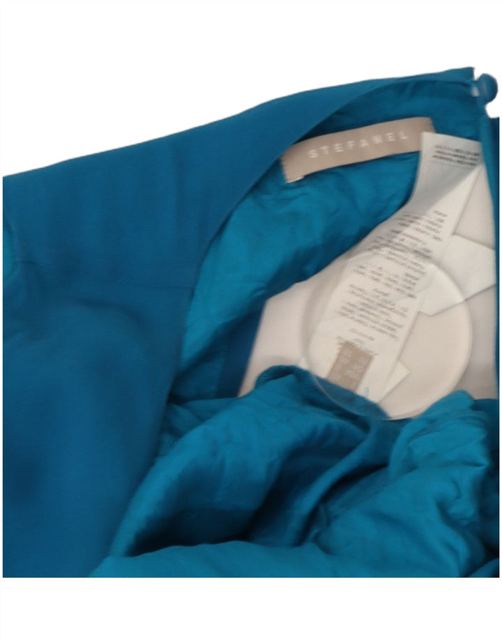 Stefanel vestido feminino oversized com ombros de fora evasê US 8 azul médio