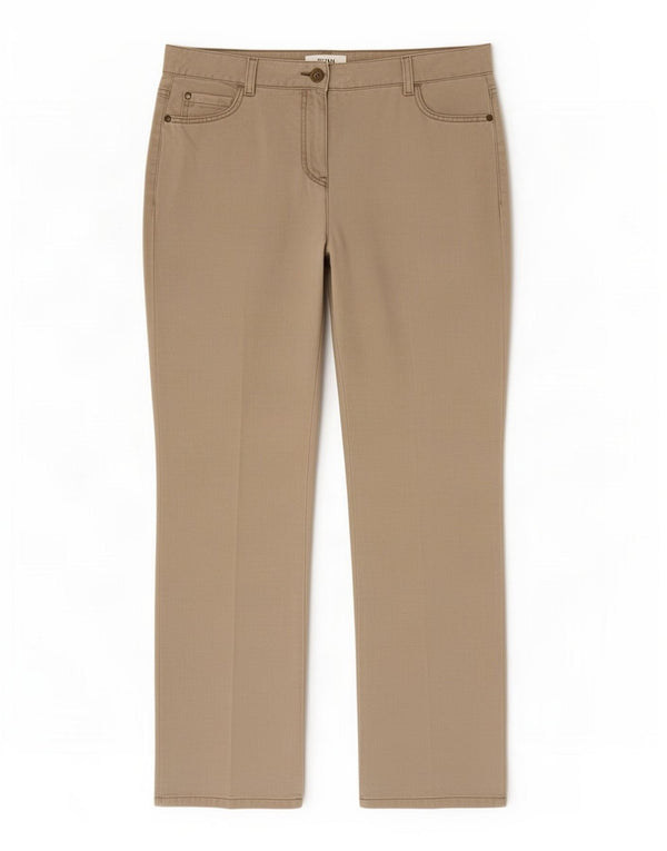 Calça feminina reta casual Marks & Spencer Reino Unido 14 médio W34 L311 bege