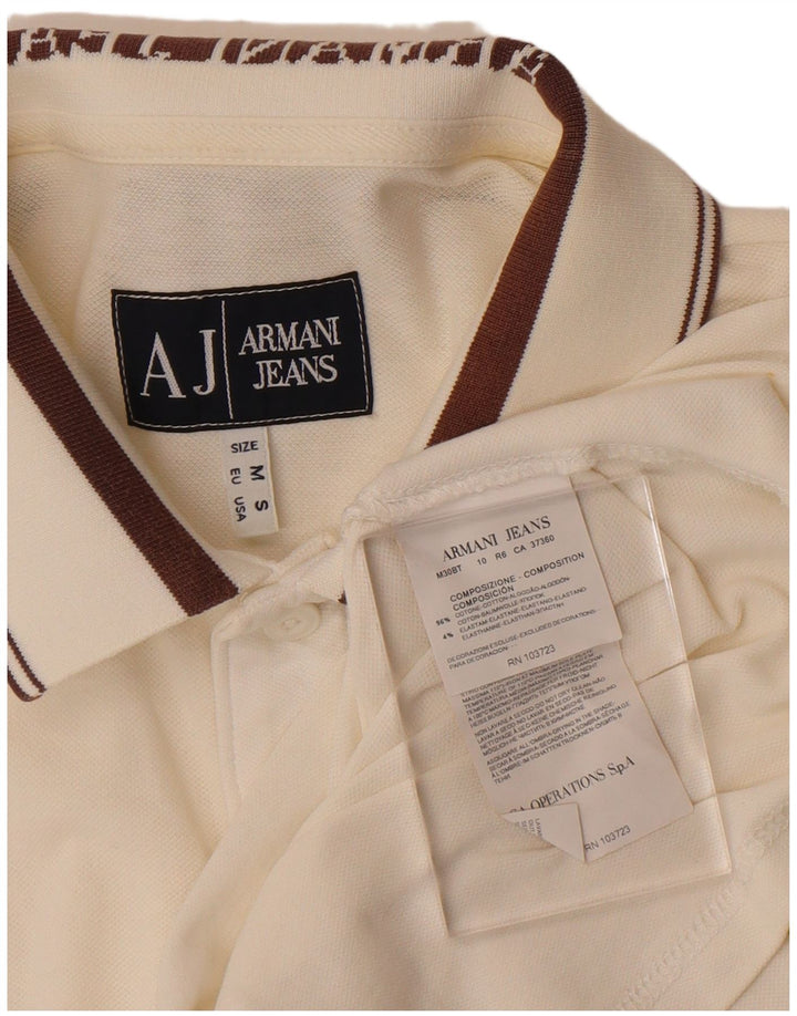 Camisa polo feminina Armani Jeans UK 14 algodão branco médio