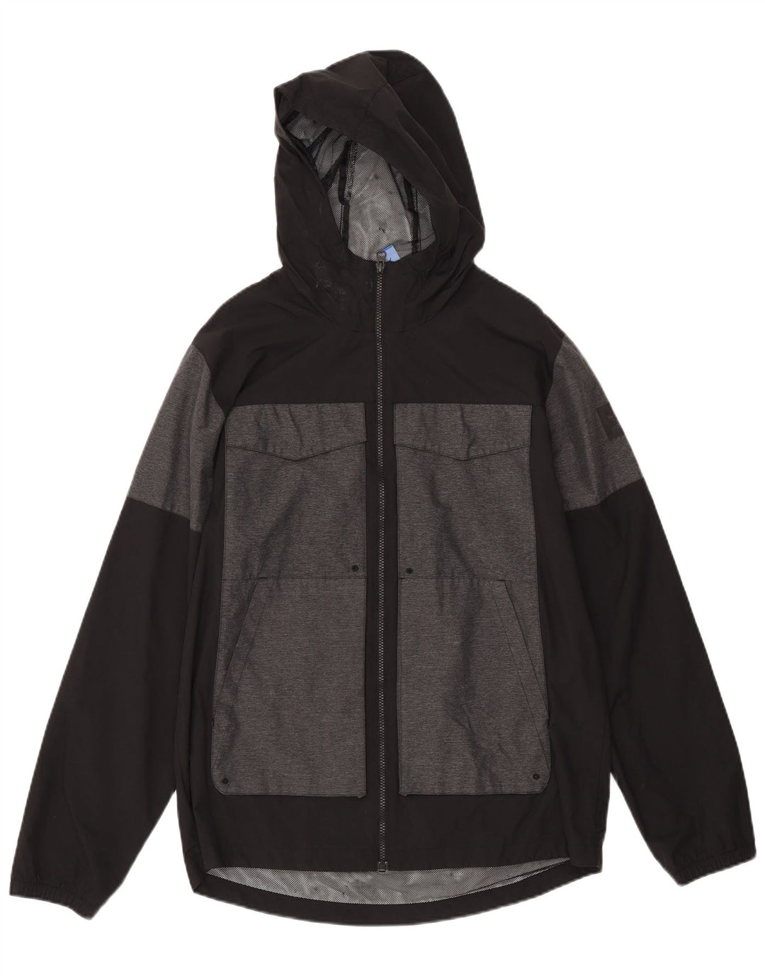 ADIDAS Mens Hooded Rain Jacket UK 38 Médio Preto Colourblock Poliéster
