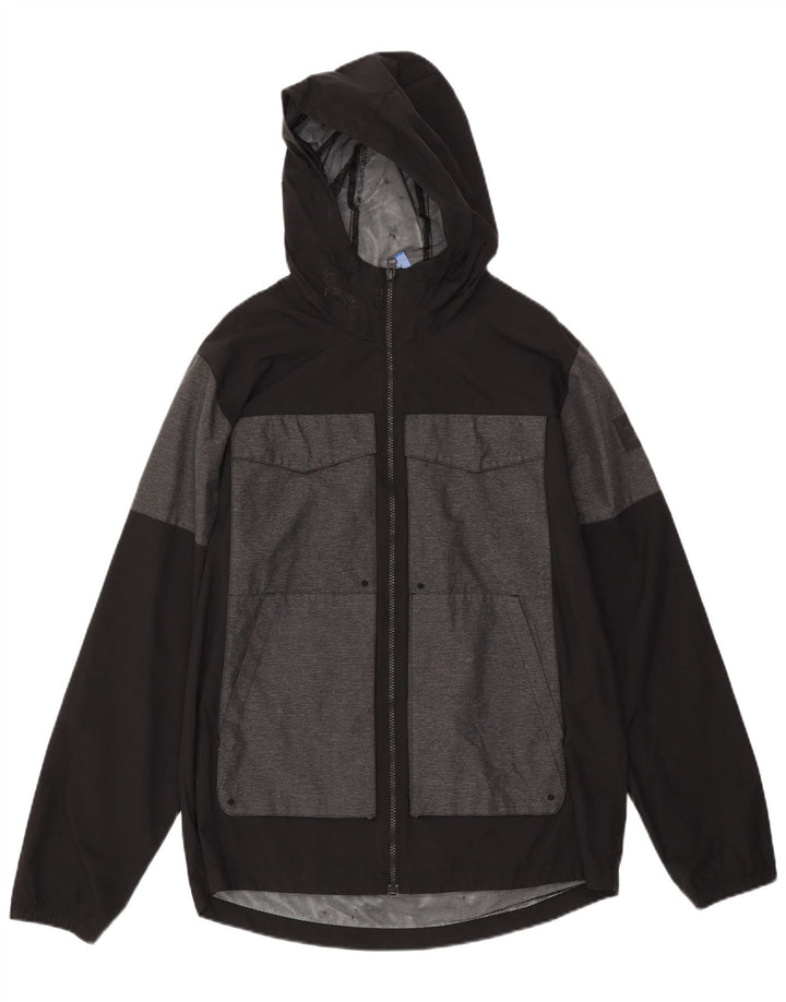 ADIDAS Mens Hooded Rain Jacket UK 38 Médio Preto Colourblock Poliéster