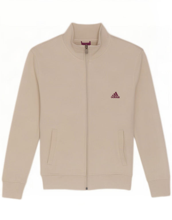 Adidas Womens Tracksuit Top Jacket UK 14 Médio Branco
