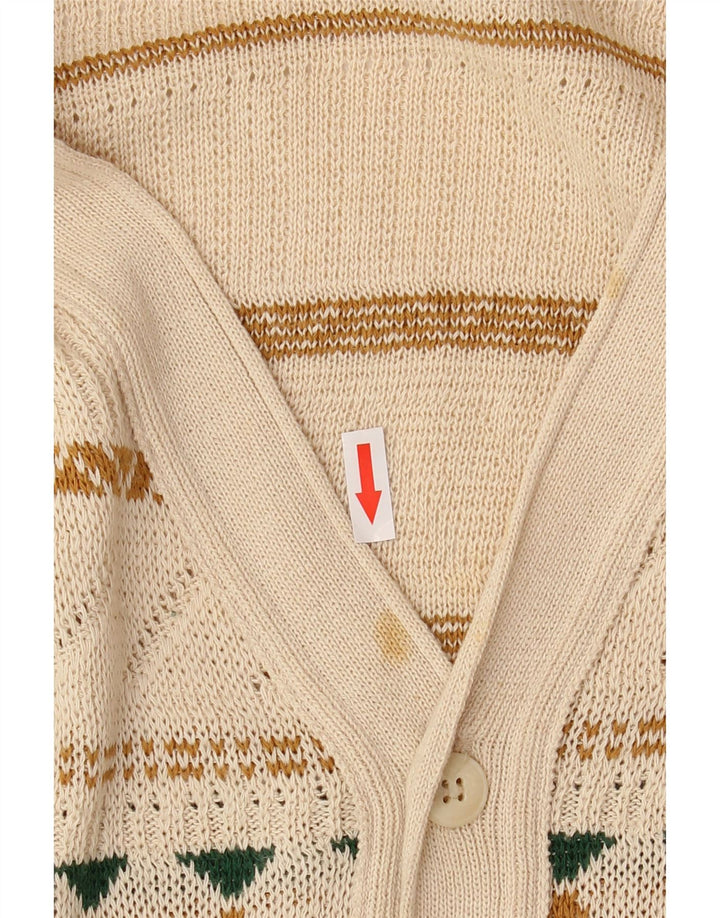 Suéter cardigã masculino VINTAGE médio bege algodão Fair Isle