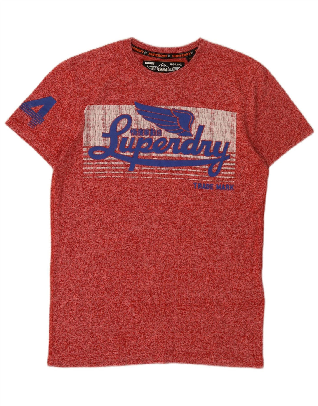 Camiseta masculina Superdry com estampa gráfica pequena de algodão manchado vermelho