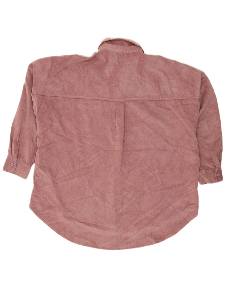 Camisa feminina de veludo cotelê Zara UK 10 pequena rosa poliéster