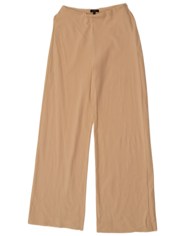 Calça feminina casual Massimo Dutti com perna larga pequena W26 L32 bege poliamida