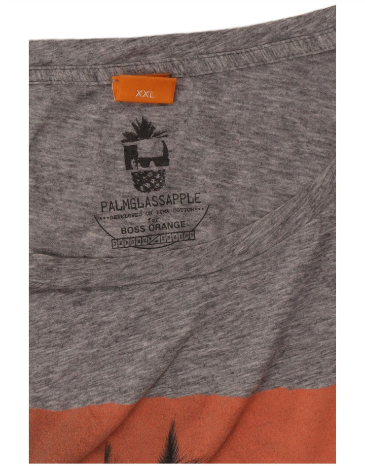 Camiseta gráfica masculina HUGO BOSS Top 2XL cinza manchado