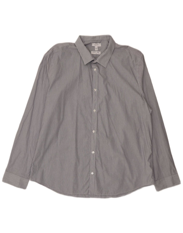 Camisa masculina Calvin Klein Slim Fit 2XL algodão listrado azul