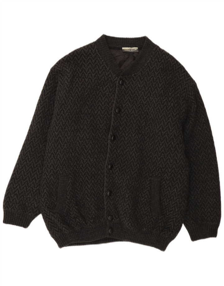 Suéter cardigã masculino James Dillon XL cinza Chevron acrílico