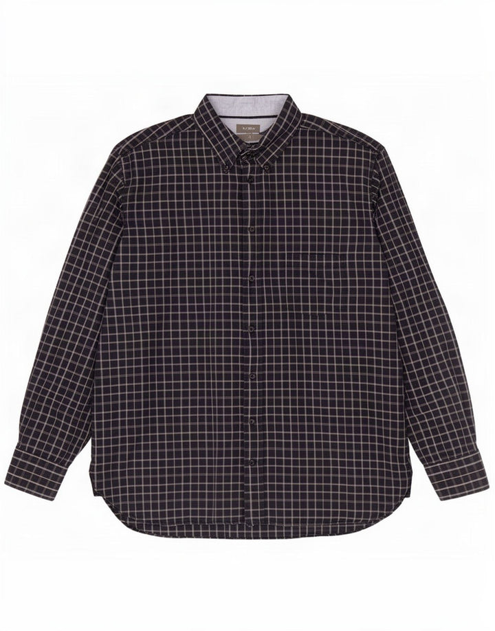 Camisa masculina J. Crew 2XL algodão guingão azul marinho