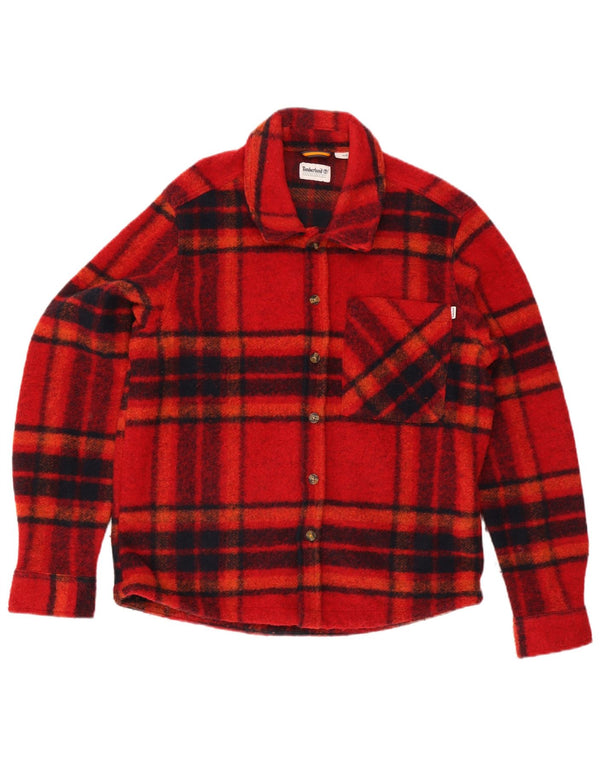 Camisa masculina Timberland Lumberjack de lã xadrez vermelha média