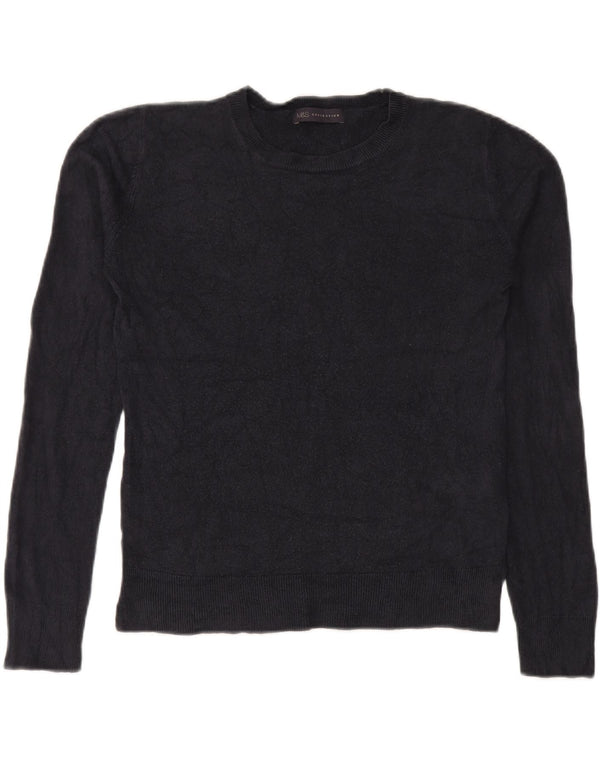 Suéter feminino Marks & Spencer com gola redonda Reino Unido 12 médio azul marinho